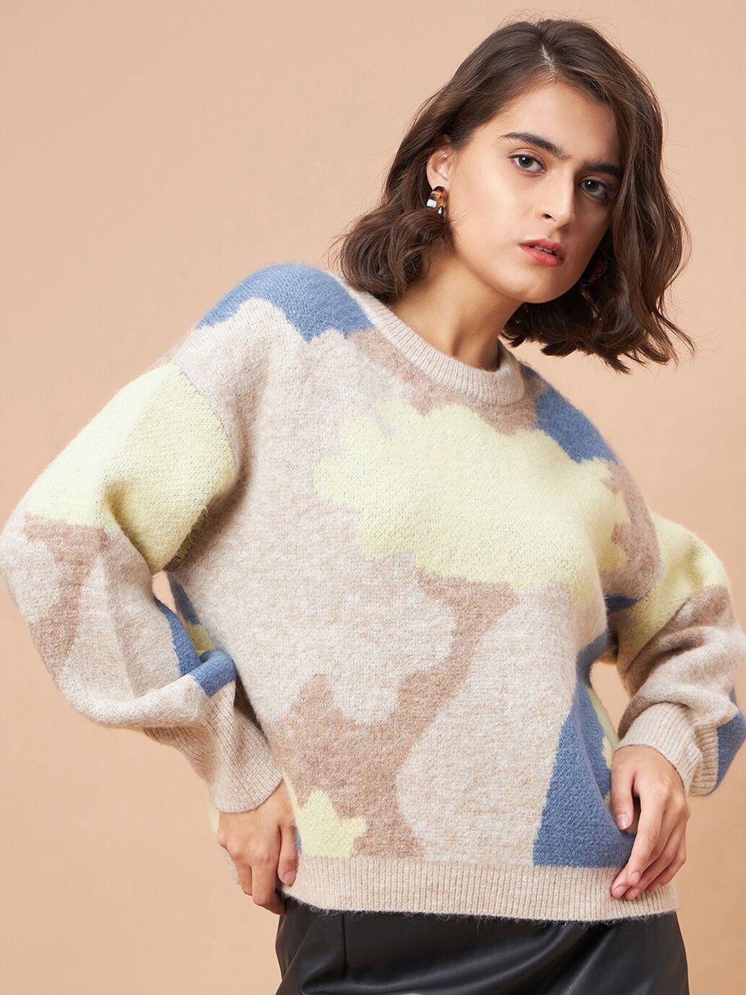 gipsy abstract printed acrylic pullover