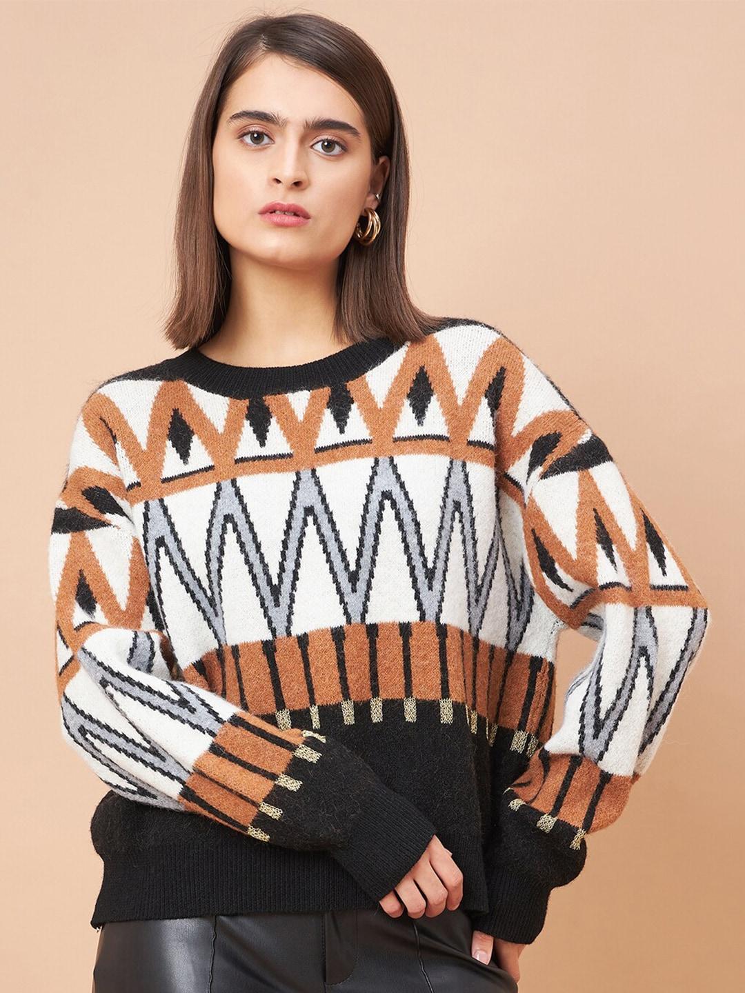 gipsy geometric printed acrylic pullover