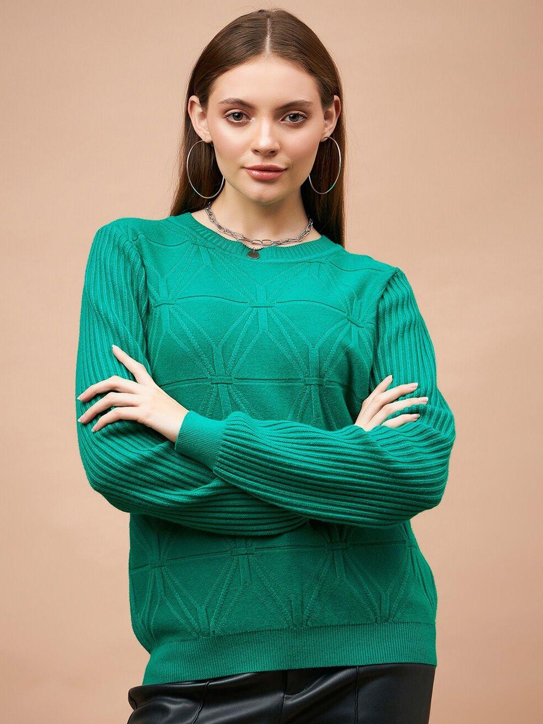 gipsy geometric self design long sleeves acrylic pullover
