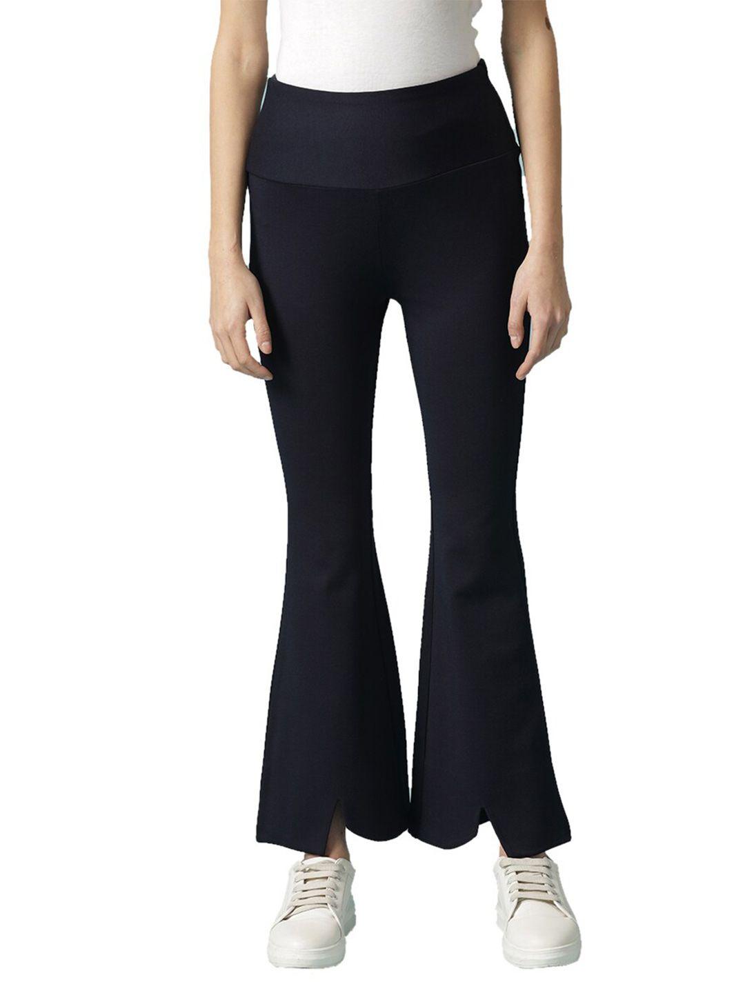 gipsy women navy blue solid boot cut jeggings