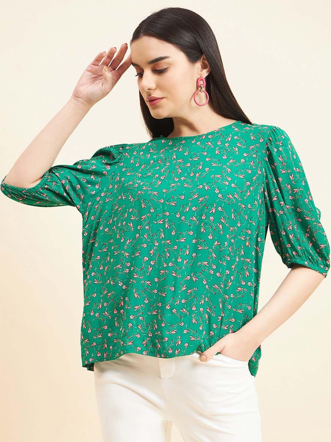 gipsy floral print puff sleeve boxy top