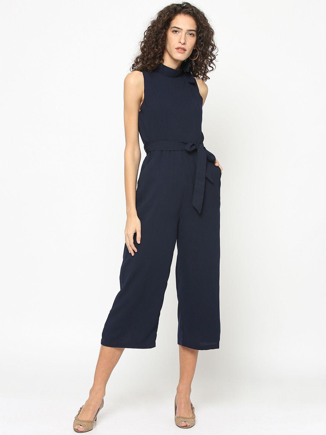 gipsy navy blue solid culotte jumpsuit