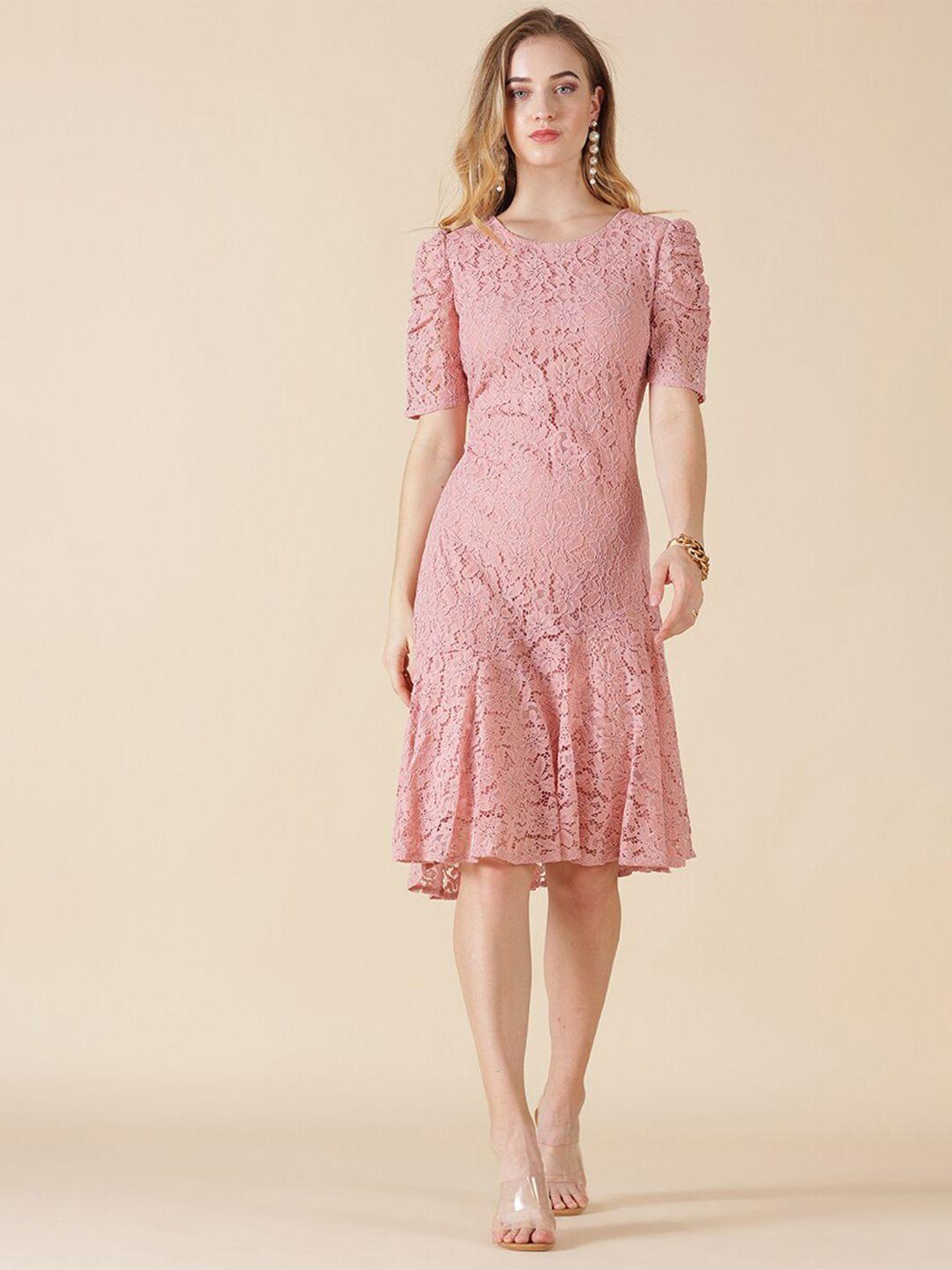 gipsy pink net a-line dress
