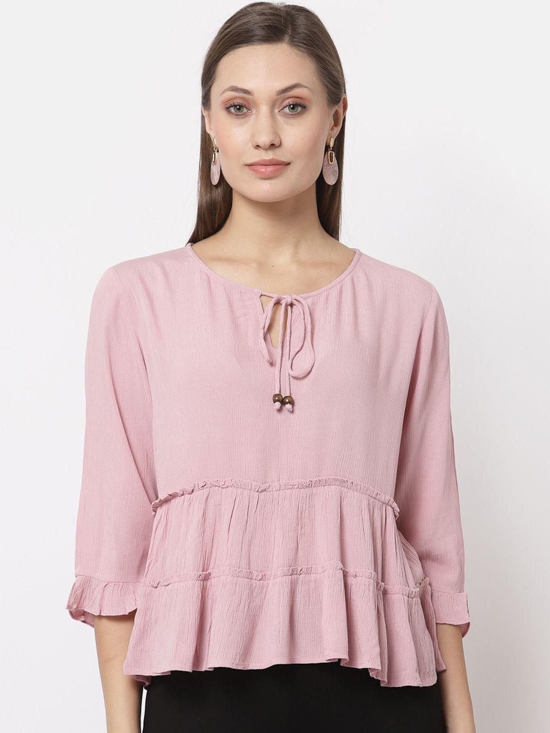 gipsy pink women  tie-up neck top