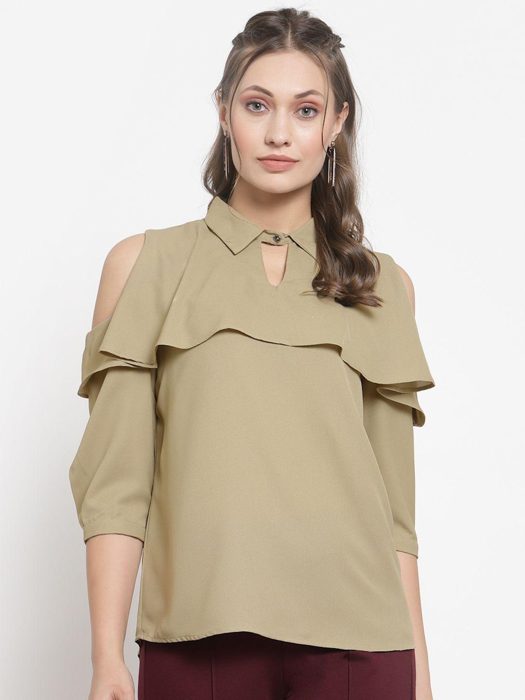 gipsy women beige shirt collar top