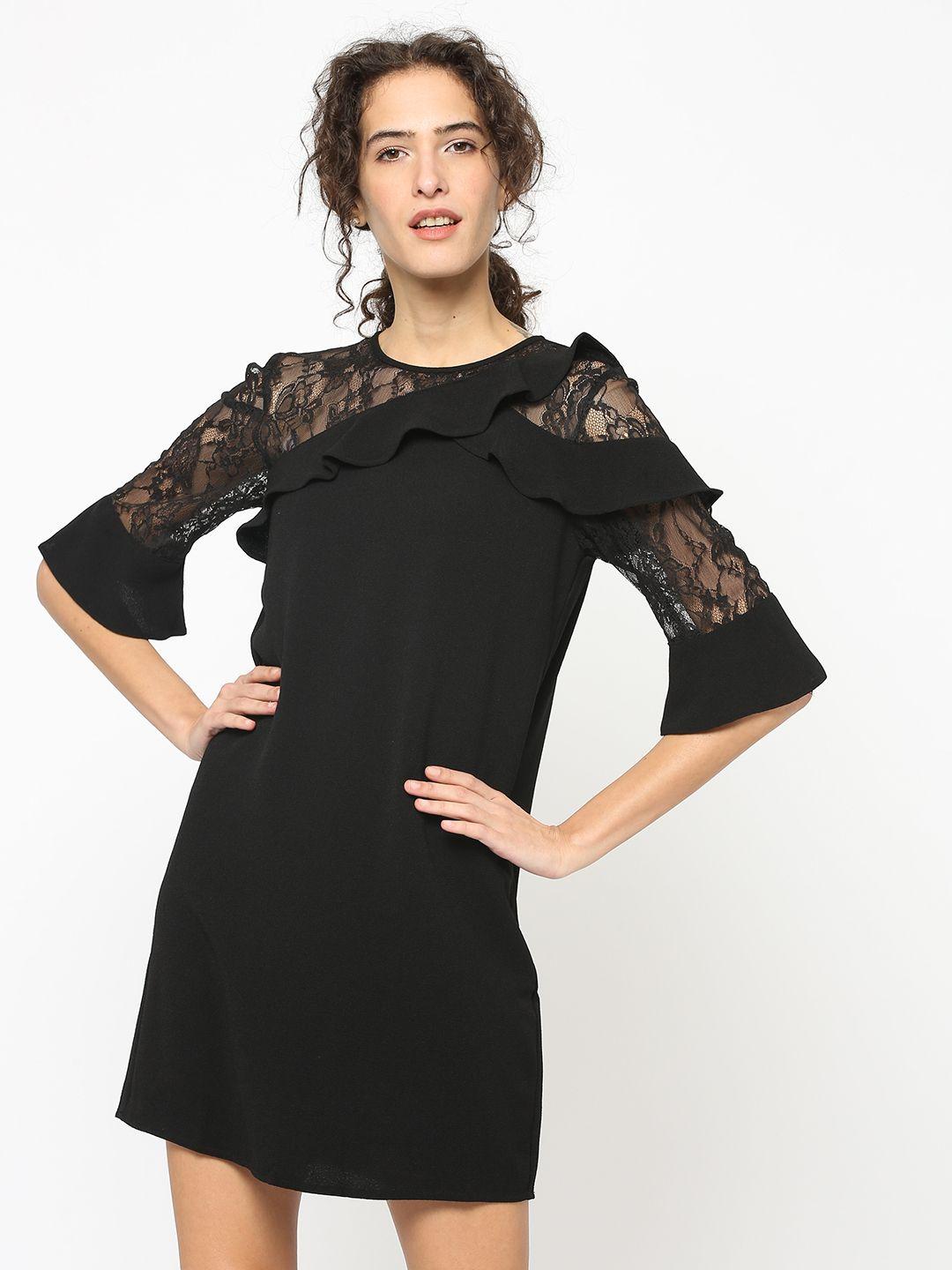 gipsy women black solid sheath dress