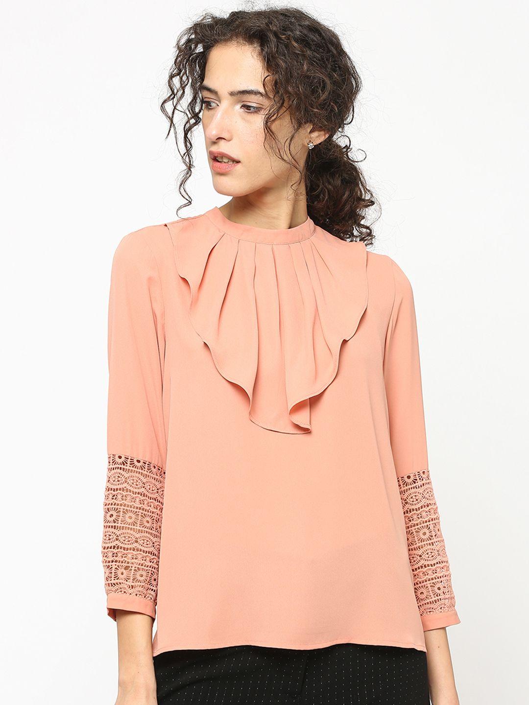 gipsy women cream-coloured solid a-line top