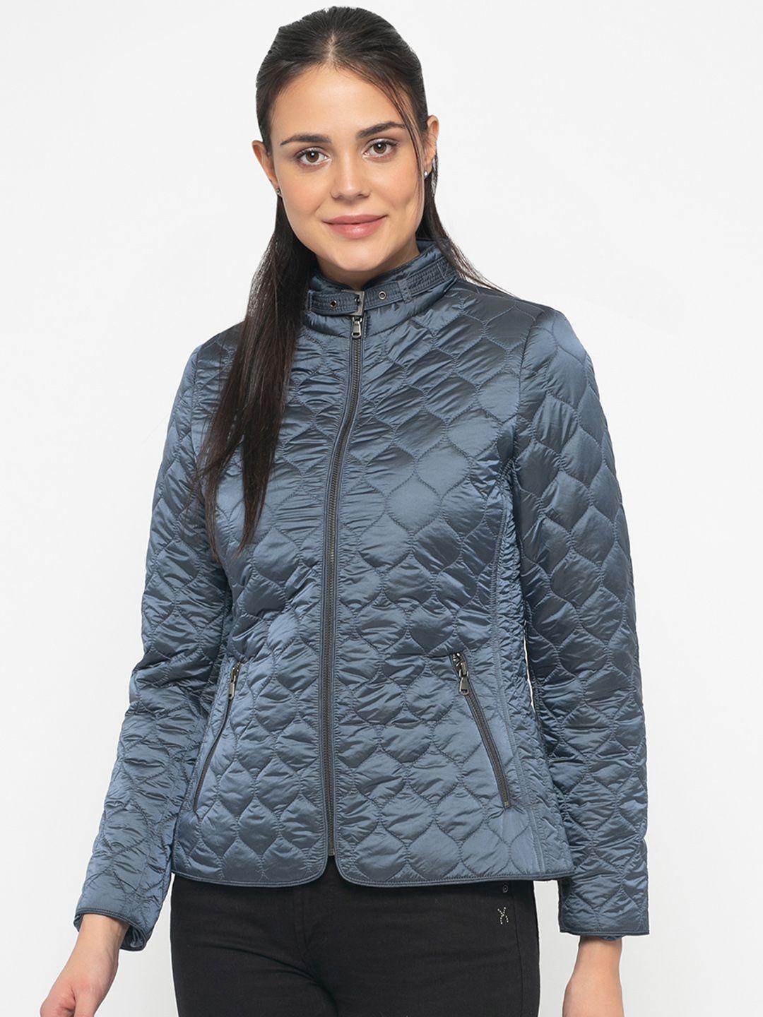 gipsy women grey solid quilted jacket