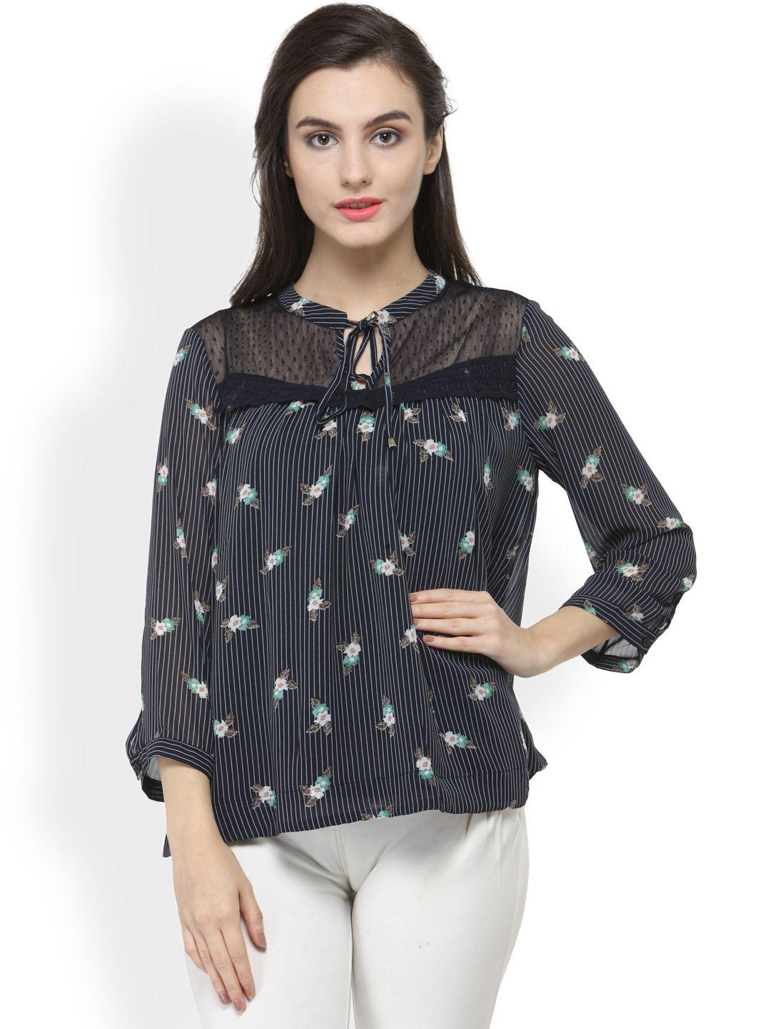 gipsy women navy blue printed top