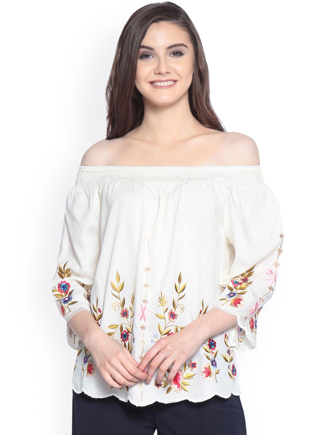 gipsy women off-white solid bardot top