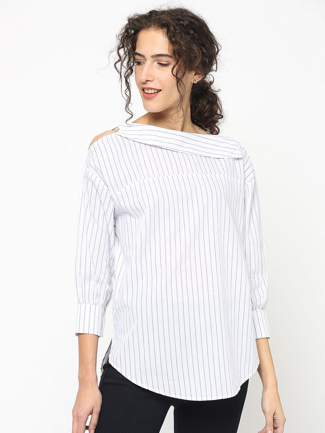 gipsy women white striped shirt style pure cotton top