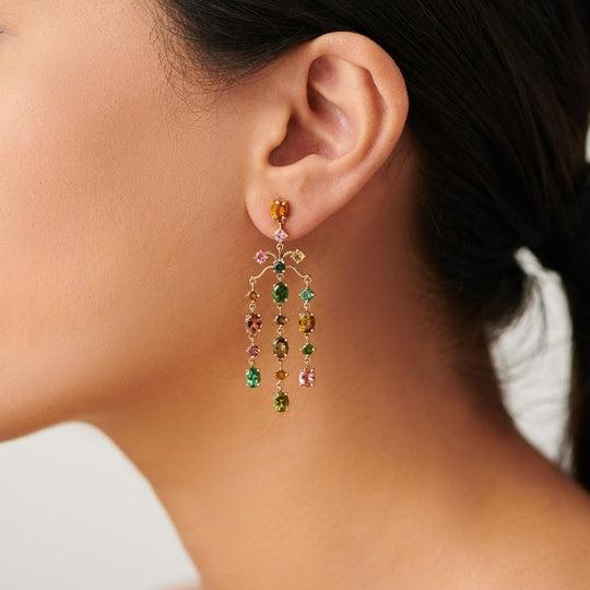 girandole earrings with tourmalines