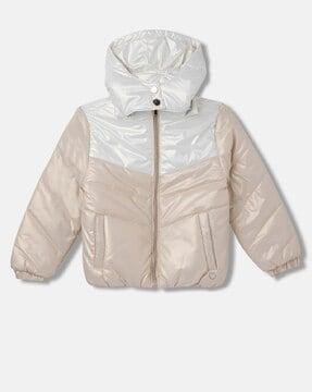 girl colourblock zip-front jacket