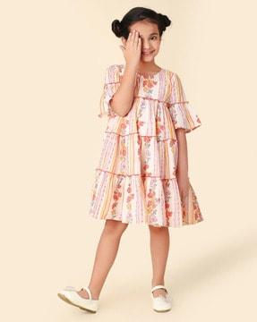girl floral print tiered dress