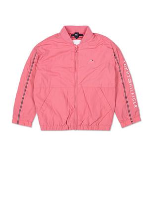 girl pink essential nylon track bomber jacket