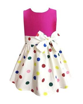 girl polka-dot print fit & flare dress