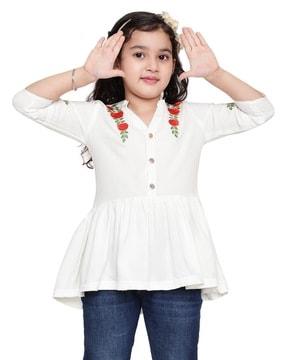 girl regular fit embroidered top