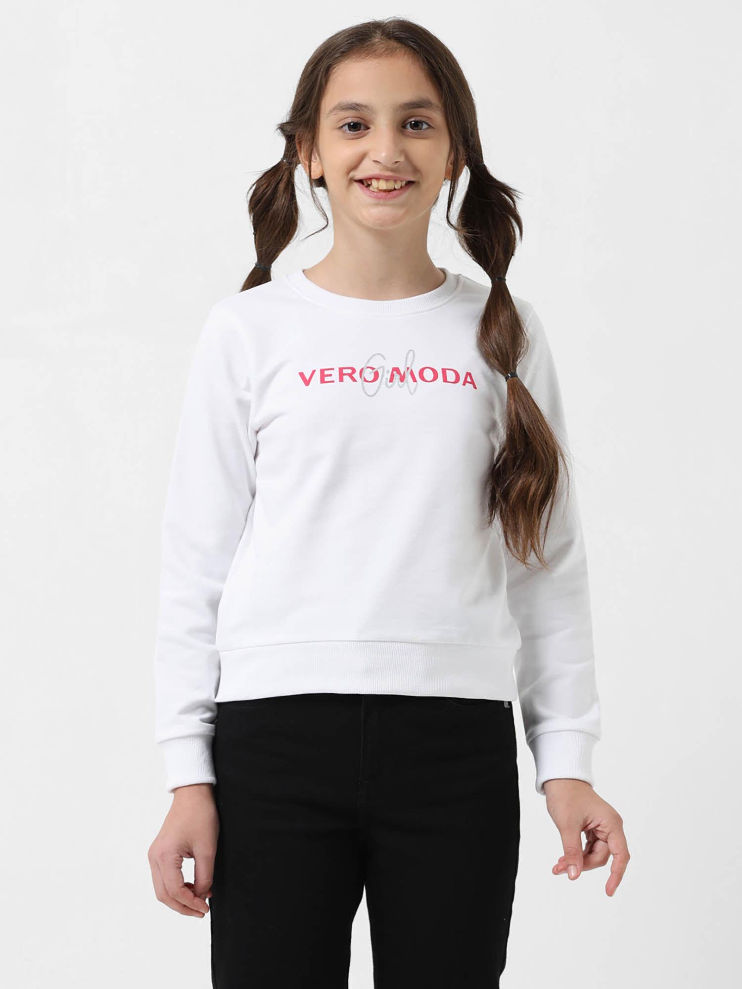 girl typography white sweatshirt