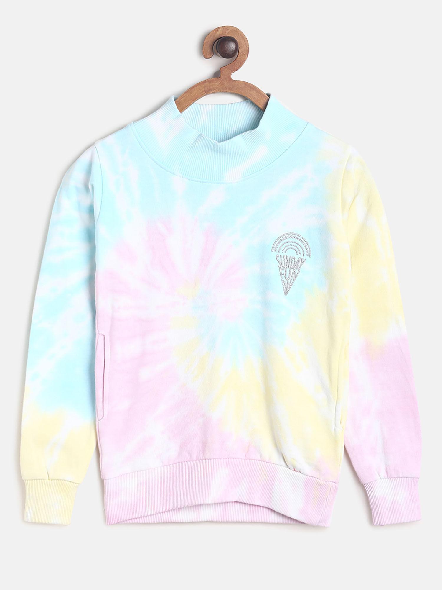 girl's multi color cotton poly tie & dye sweatshirt