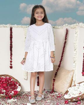 girl embroidered fit & flared dress