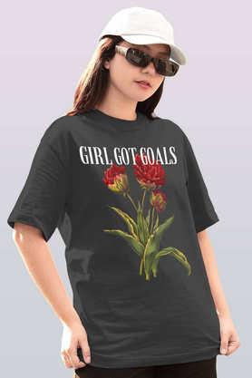 girl got goals round neck womens oversized t-shirt - steel