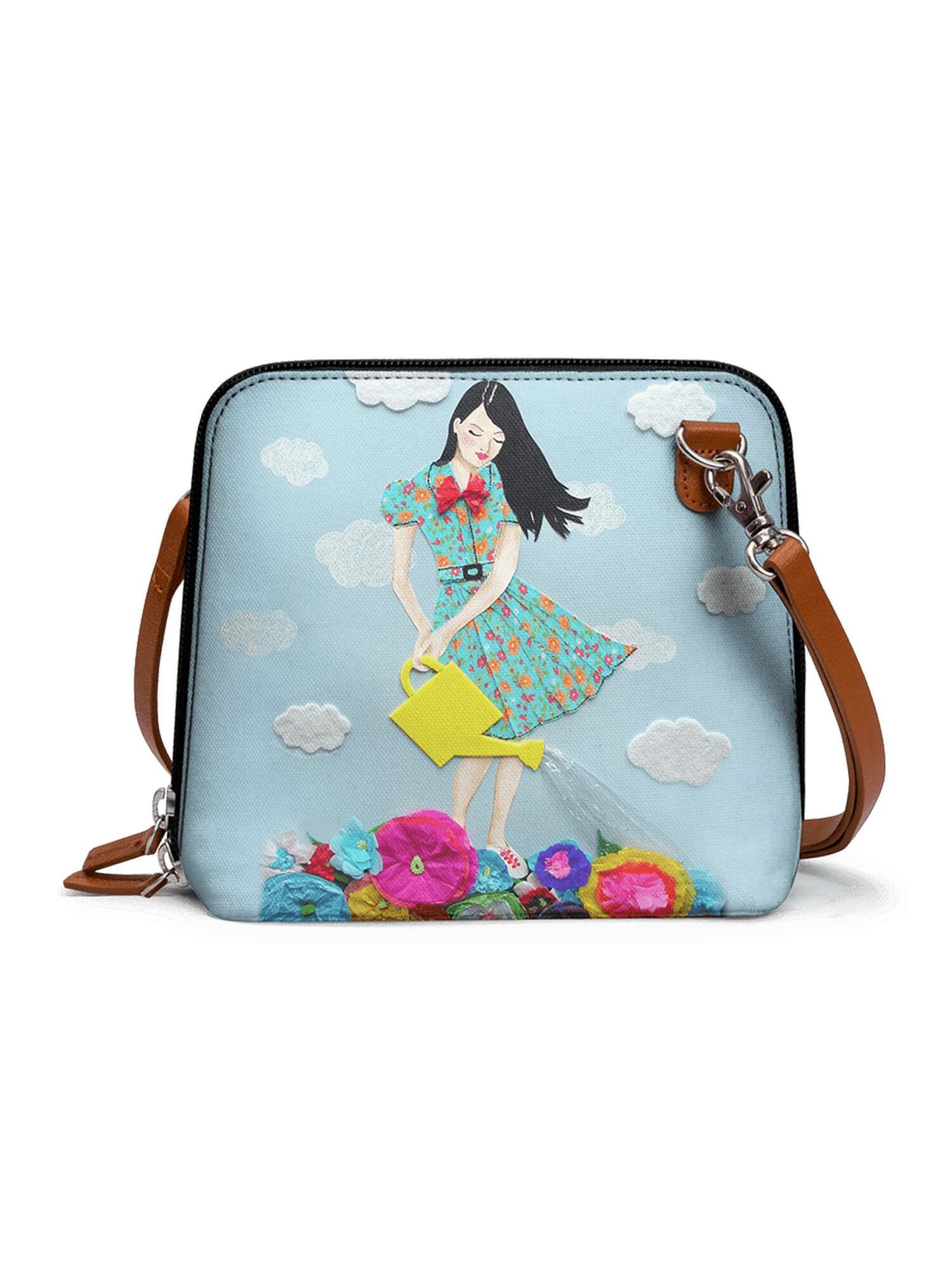 girl in flowerland - trapeze crossbody bag