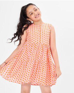 girl polka-dot fit & flare dress
