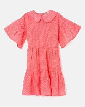 girl polka-dot print fit & flare dress