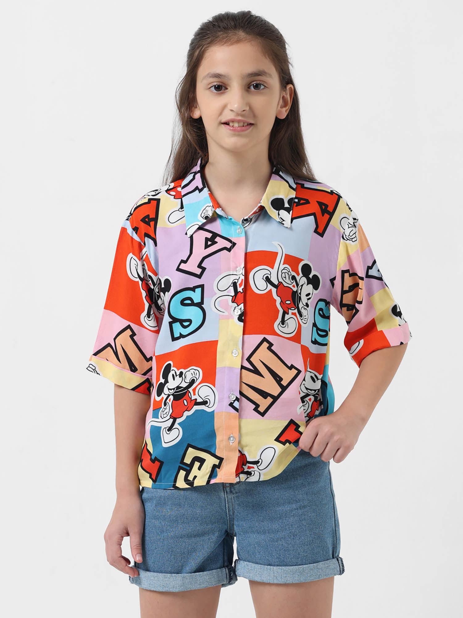 girl print multicolor shirt