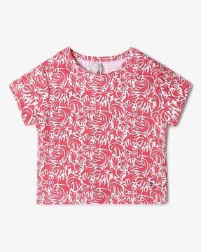 girl printed regular fit crew-neck t-shirt
