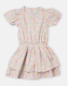 girl printed tiered dress