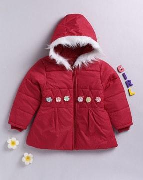 girl quilted hooded bomber jacket