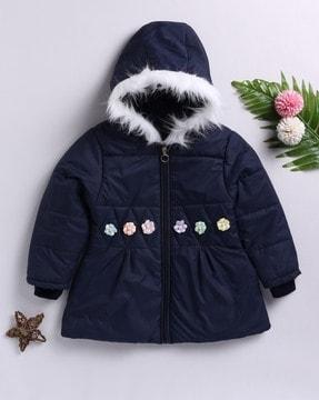 girl quilted hooded bomber jacket