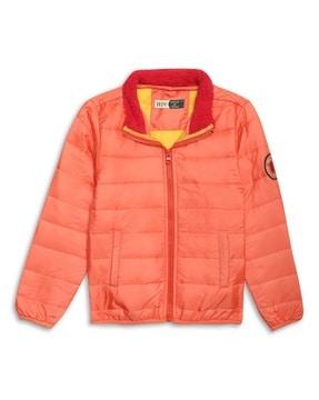 girl quilted trenche jacket with zip closure