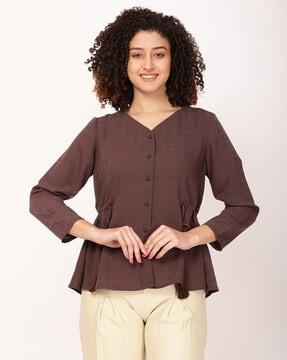 girl regular fit checked top