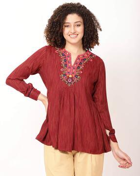 girl regular fit embroidered top