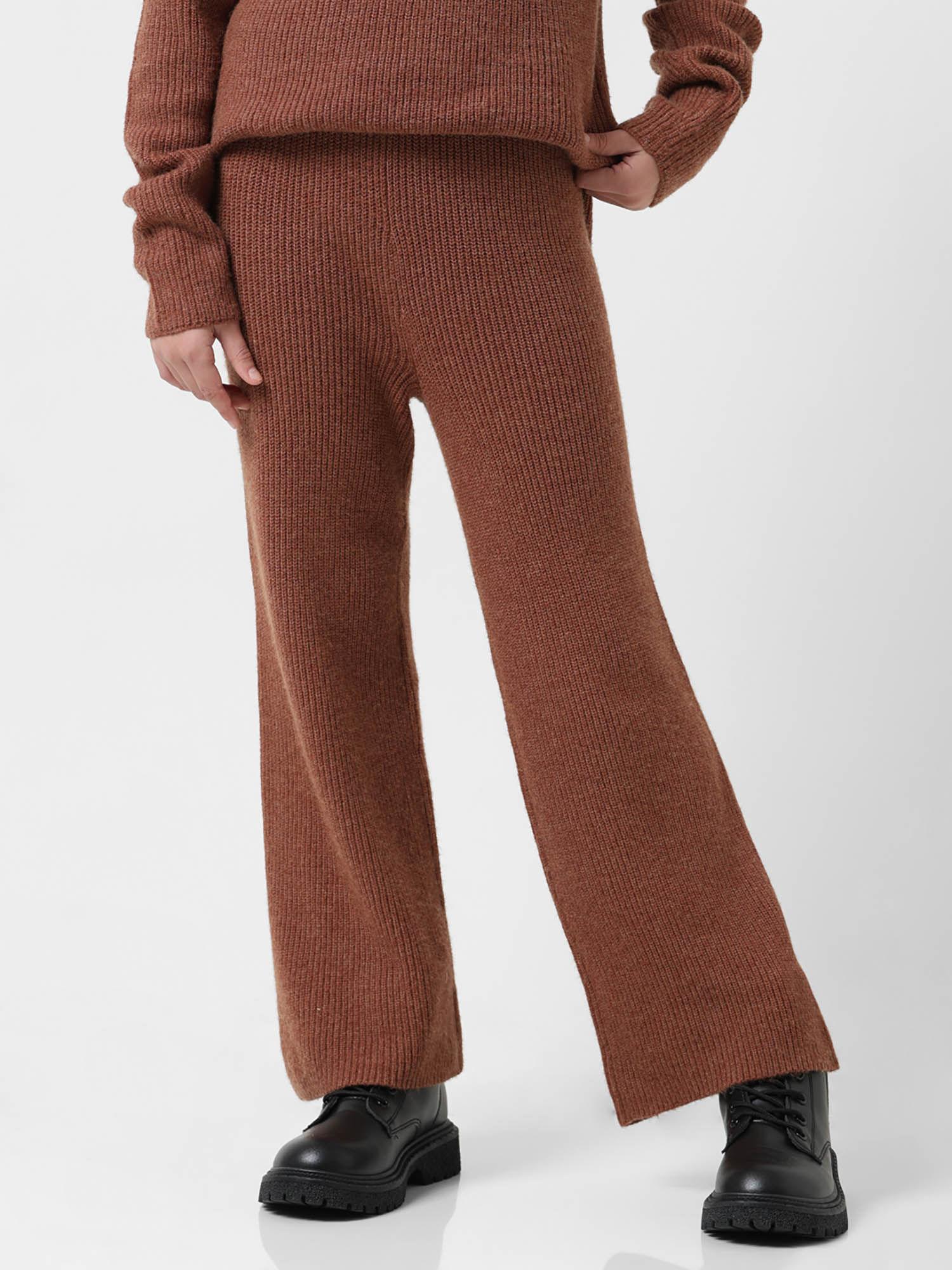girl solid brown trousers