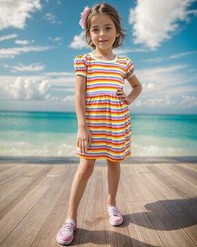 girl striped a-line dress