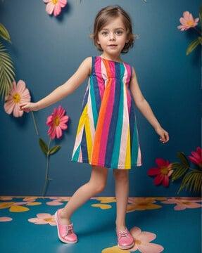 girl striped a-line dress