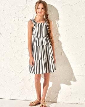 girl striped fit & flare dress