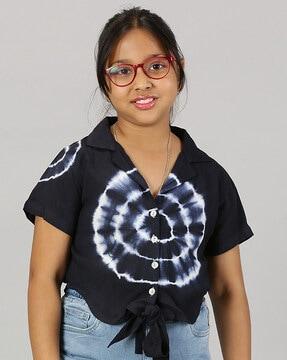 girl tie & dyed print regular fit top