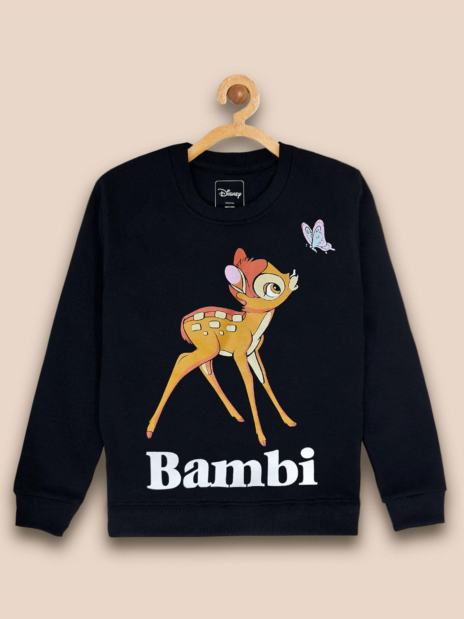 girls bambi printed black sweatshirt