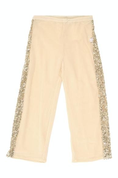 girls beige embellished regular fit trousers