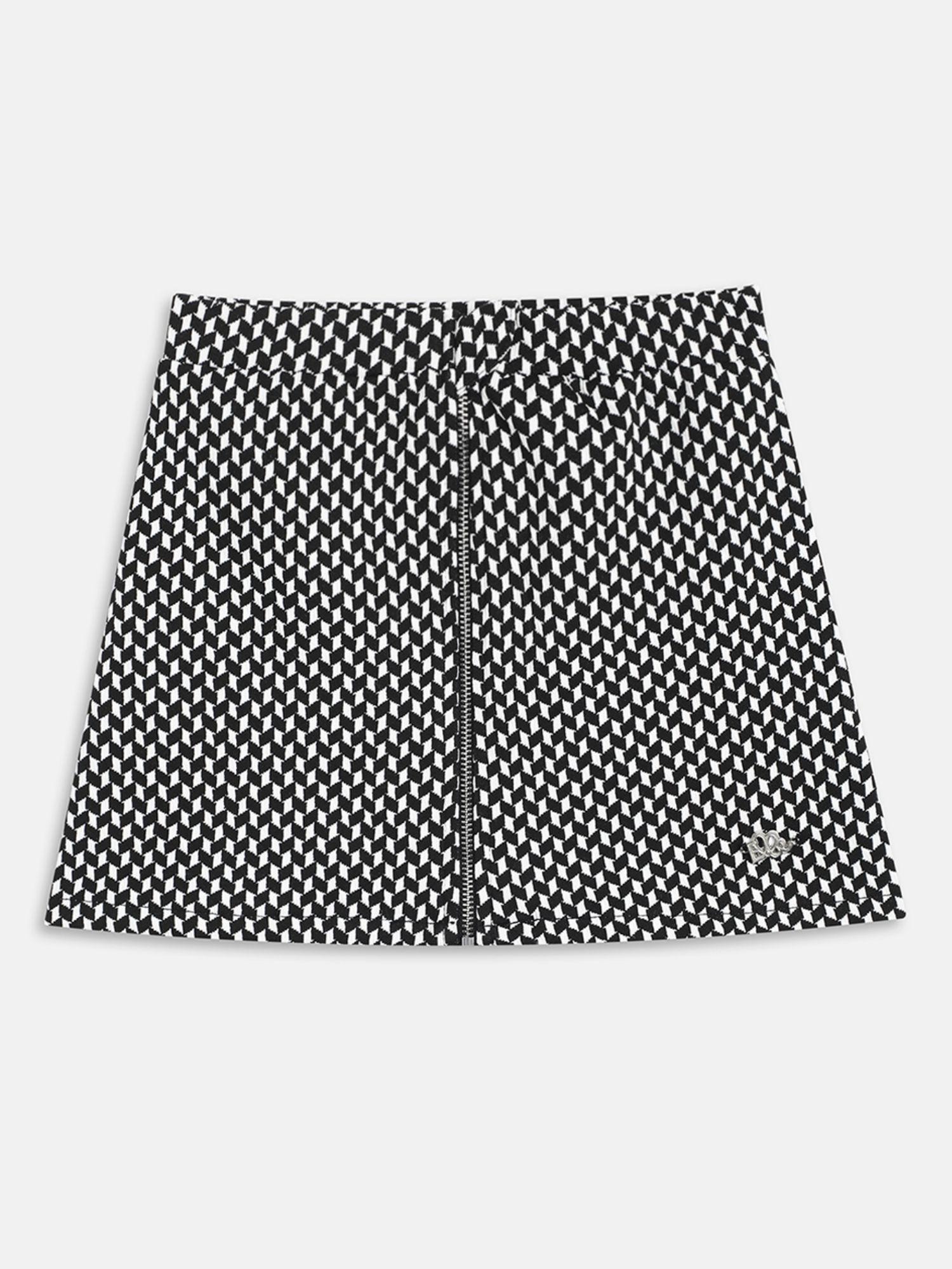 girls black a-line printed mini skirt