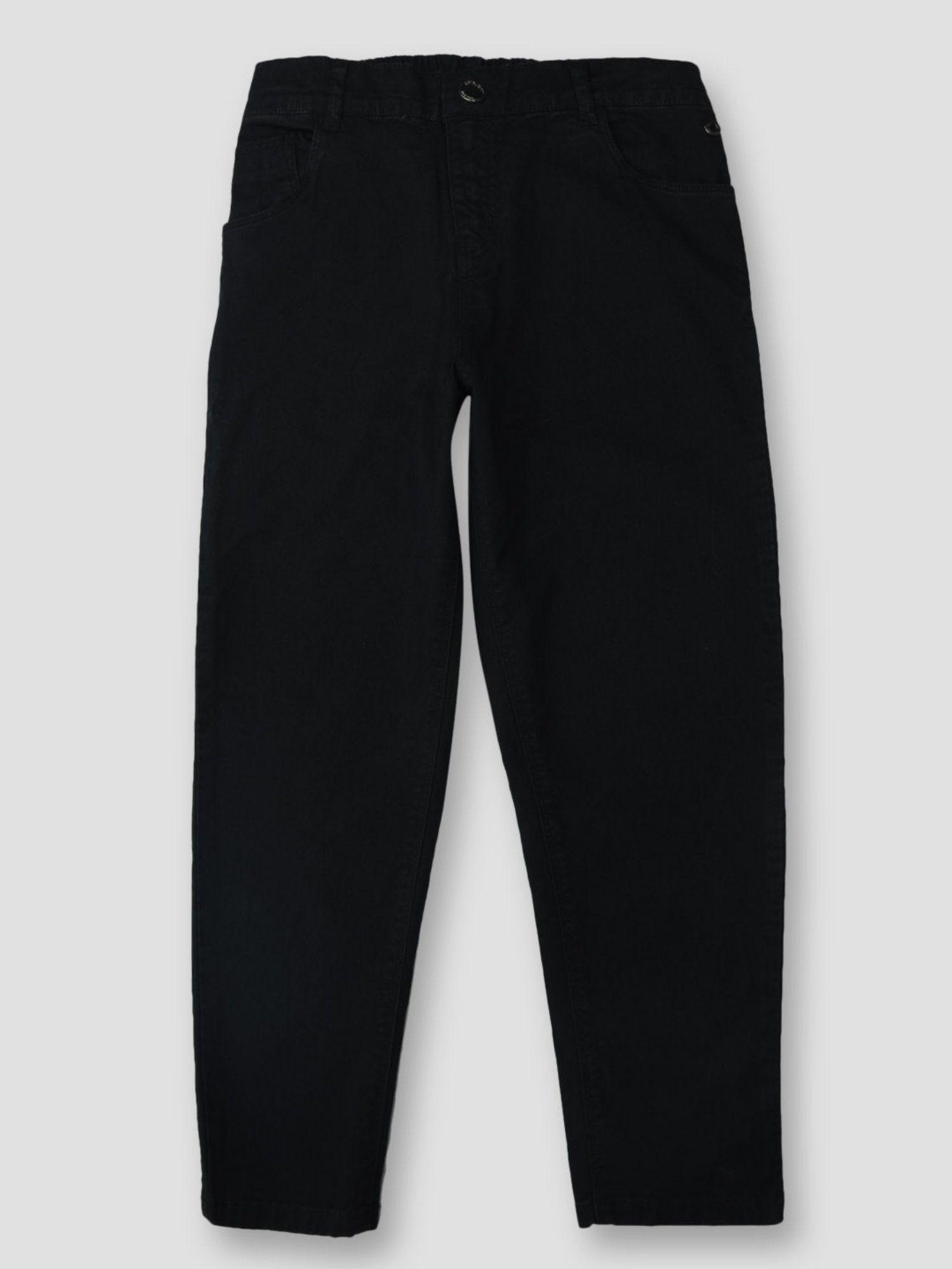 girls black cotton solid trouser