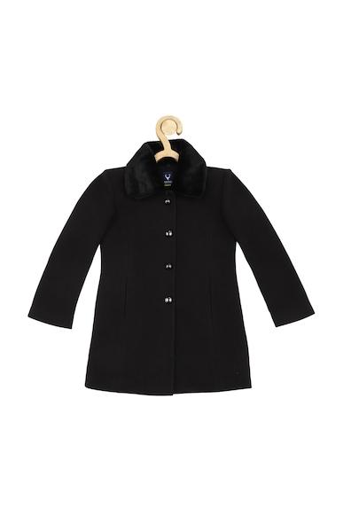girls black solid regular fit jacket