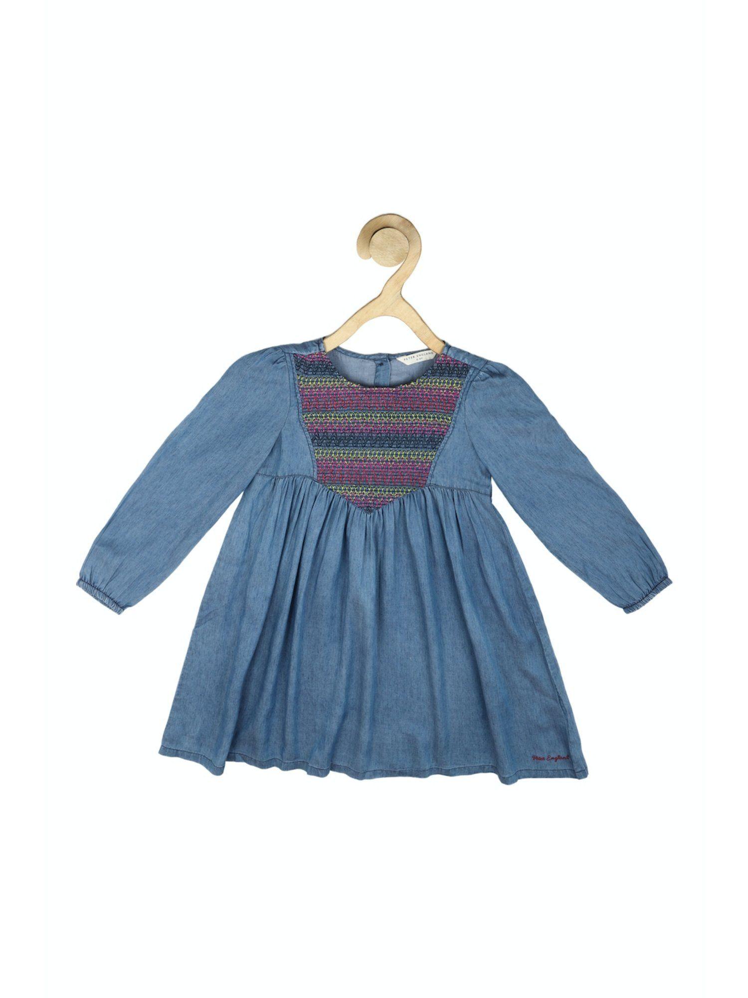 girls blue embroidered dress