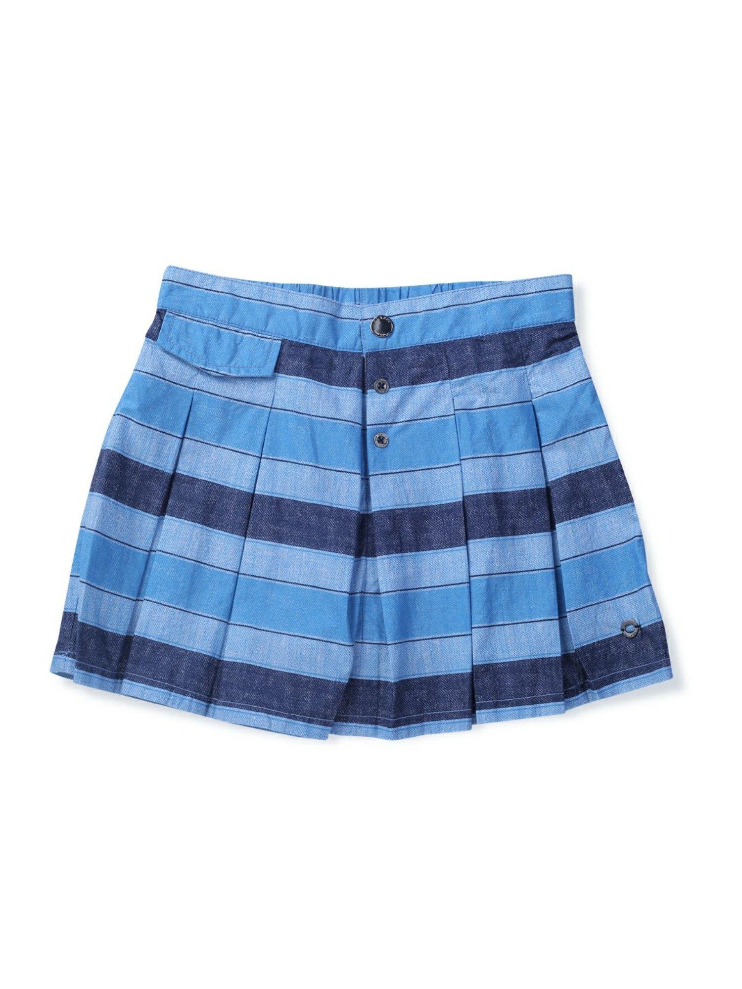 girls blue knitted stripes skirt