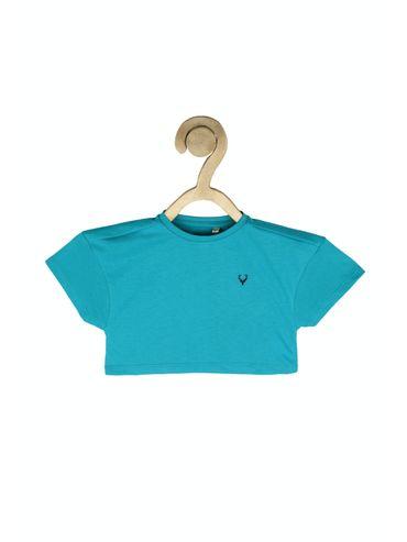 girls blue solid casual t shirt
