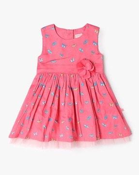 girls butterfly print fit & flare dress